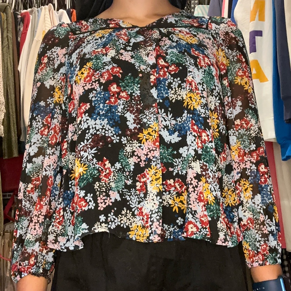ella moss girls 10 Floral Peasant Top Sheer with built-in undershirt